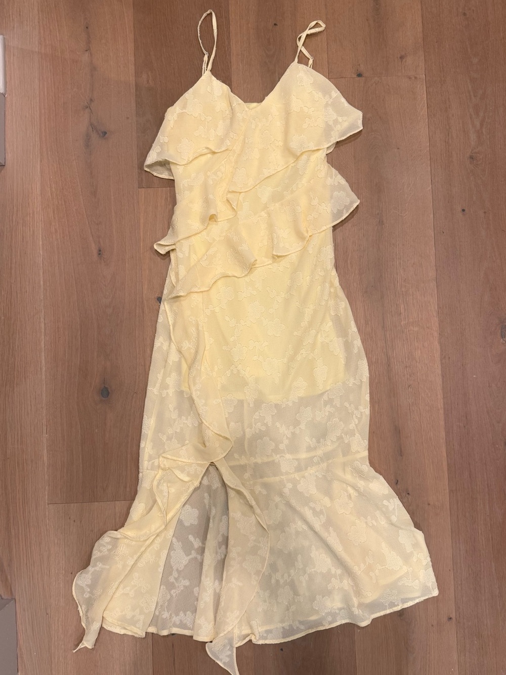 wild fable Pale Yellow Ruffled Maxi Dress